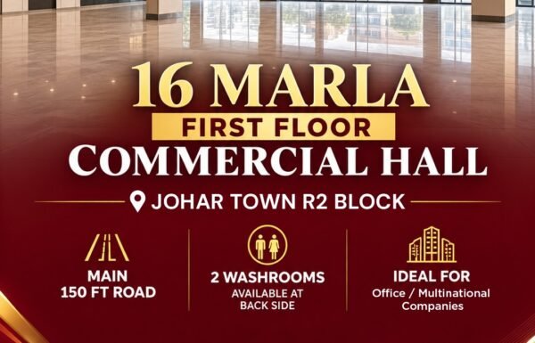 16 Marla Commercial Hall for Rent in Johar Town Lahore