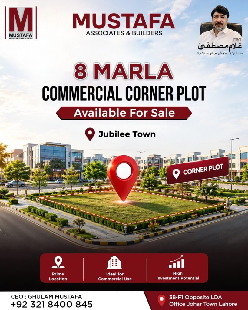 8 Kanal Commercial Plot for Sale in Jubilee Town Lahore